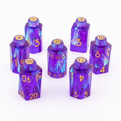 Aether Infusion | Potion Bottle Resin Dice | Sharp Edge Dice | 7 Piece Set