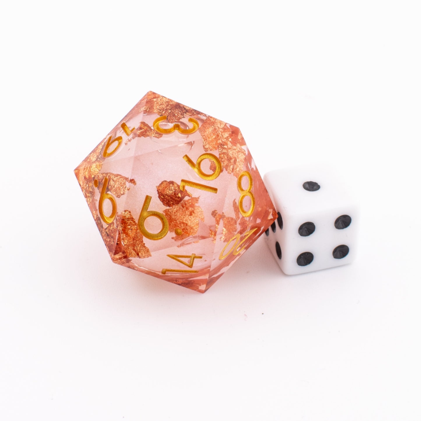 Golden Fae Core | Oversized D20 | Liquid Core Resin | Single Die