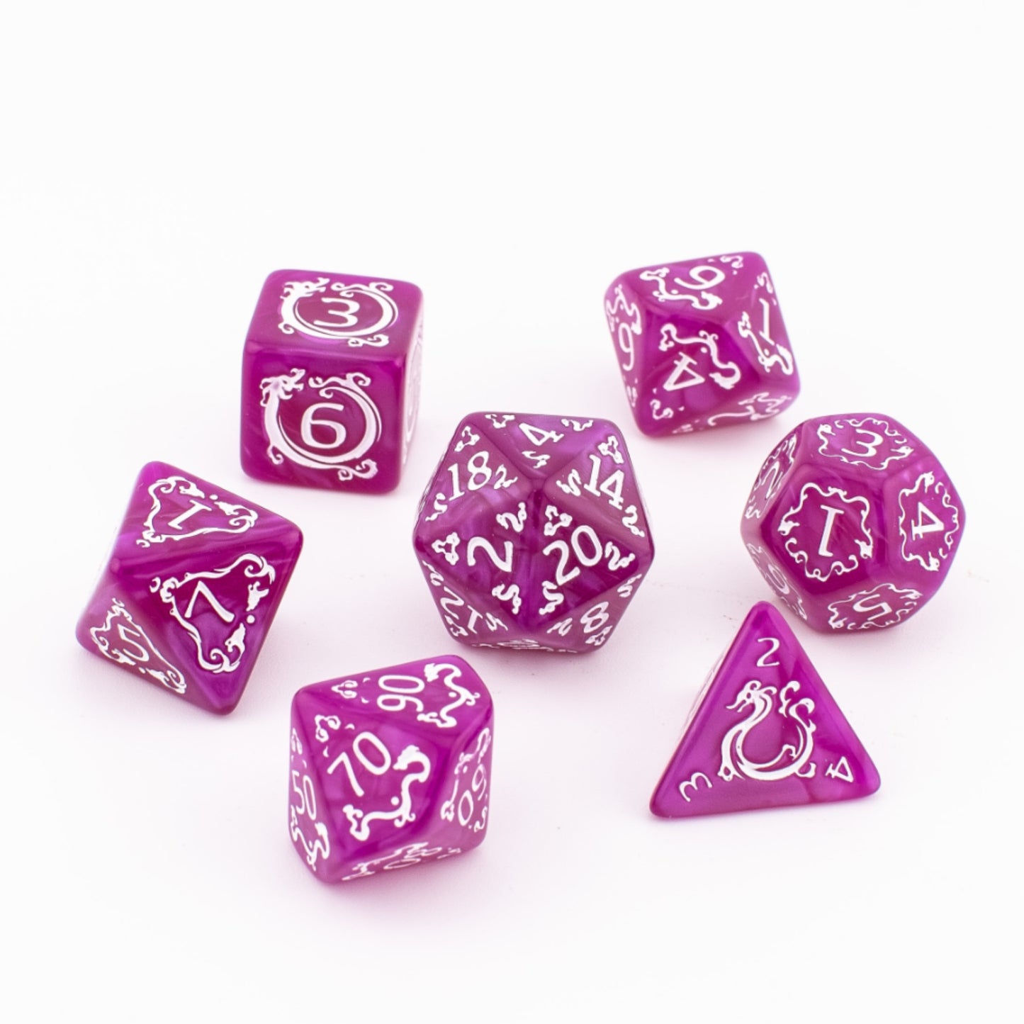 Purple Enigma | Soft Edge Dice | Acrylic | 7 Piece Set
