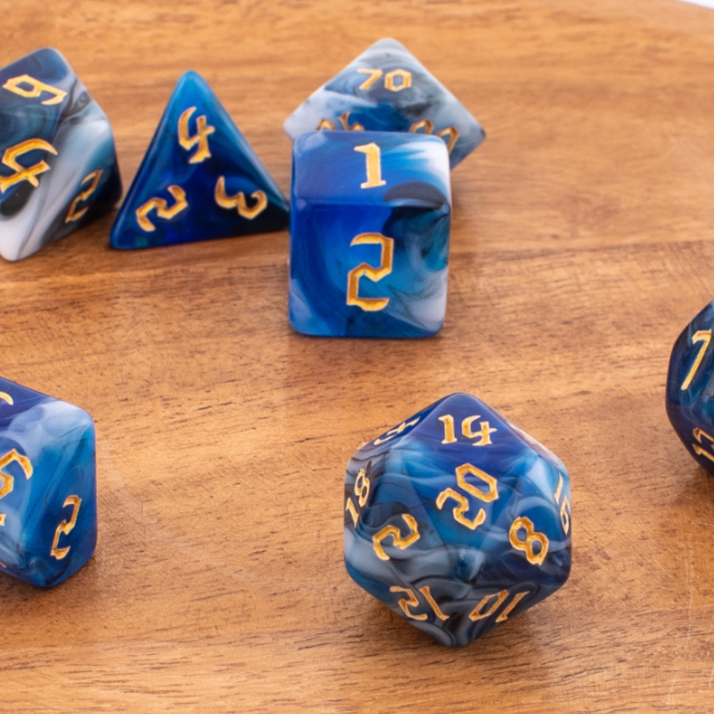 Mystic Ocean Currents | Soft Edge Acrylic Dice | 7 Piece Set