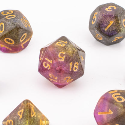 Stellar Mystic | Galaxy Pattern Dice | Soft Edge | 7 Piece
