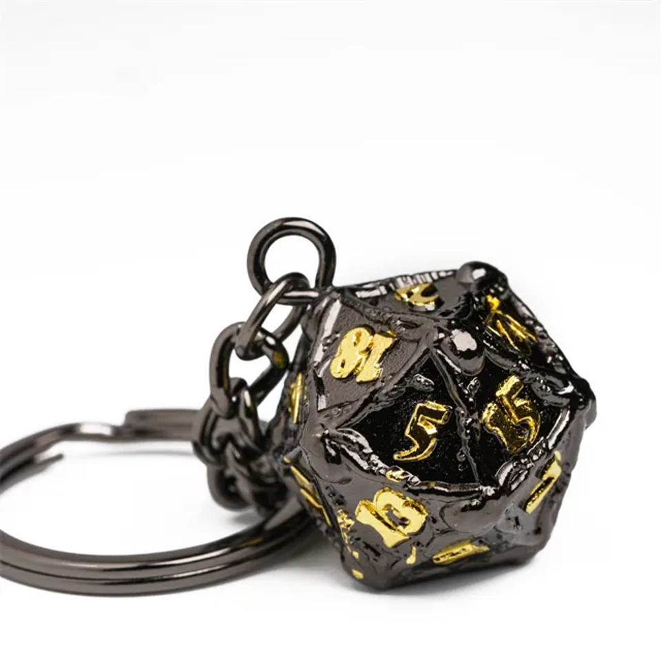 Keyring | Black/Gold | Metal D20