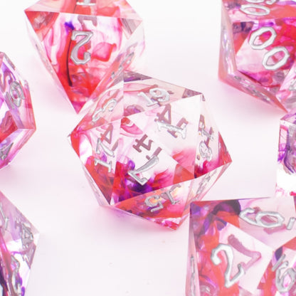 Ethereal Rose Swirl | Sharp Edge Resin Dice | 7 Piece Set