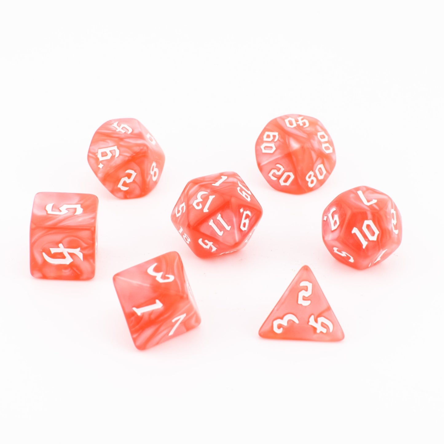 Scarlet Veil | Soft Edge Dice | Acrylic | 7 Piece Set