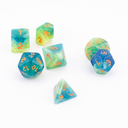 Sunken Lagoon | Soft Edge Acrylic Dice | 7 Piece Set