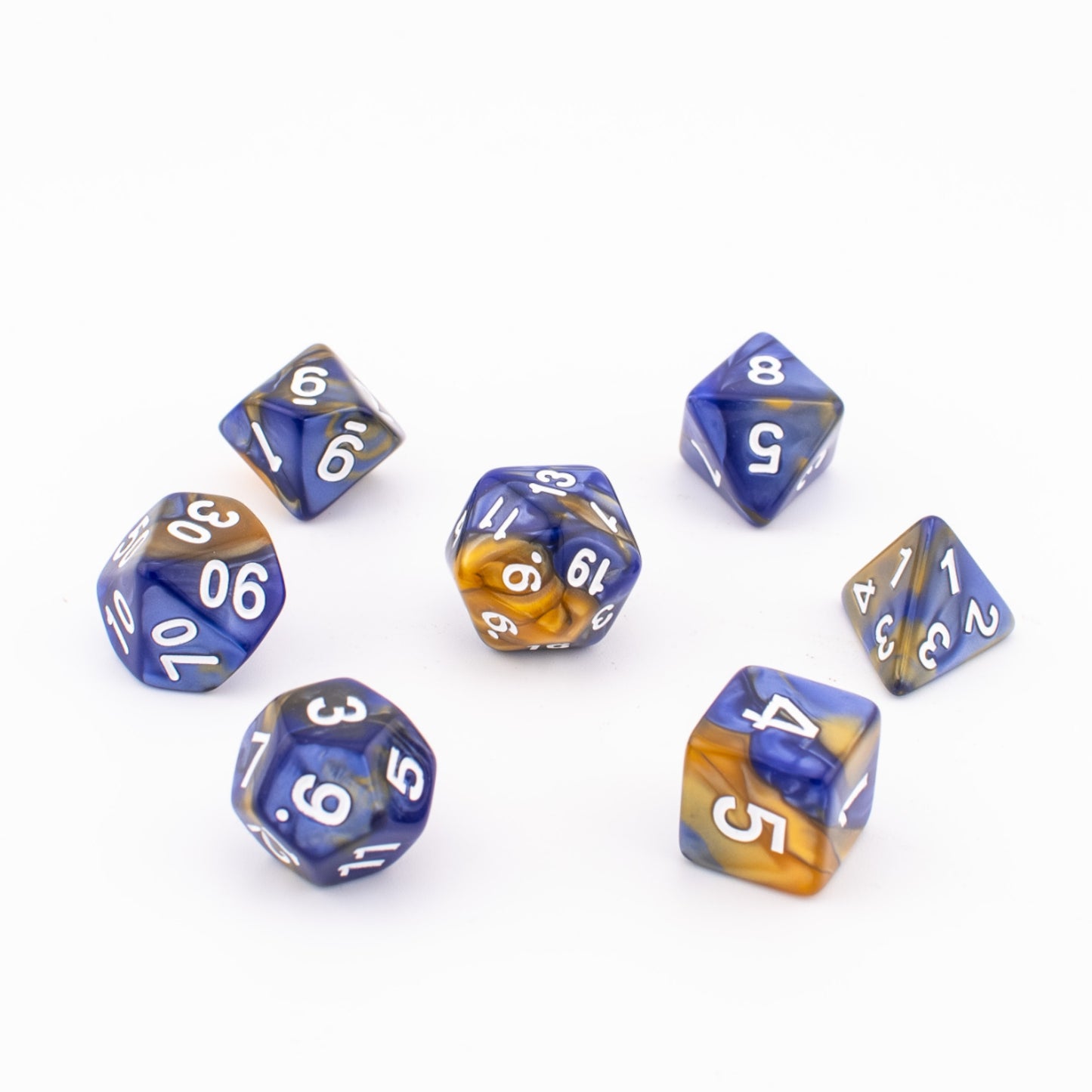 Sunlit Azure | Soft Edge Dice | Acrylic | 7 Piece Set