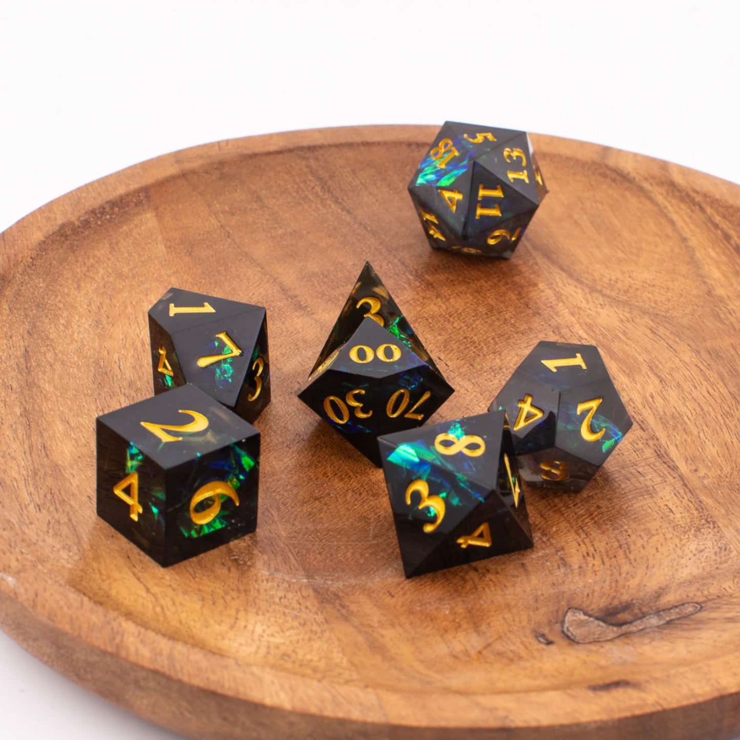 Stellar Midnight | Sharp Edge Resin Dice | 7 Piece Set