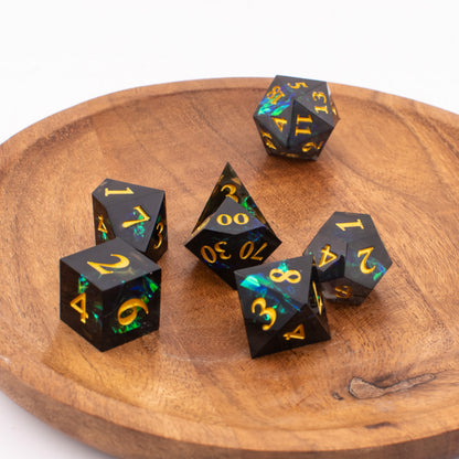 Stellar Midnight | Sharp Edge Resin Dice | 7 Piece Set