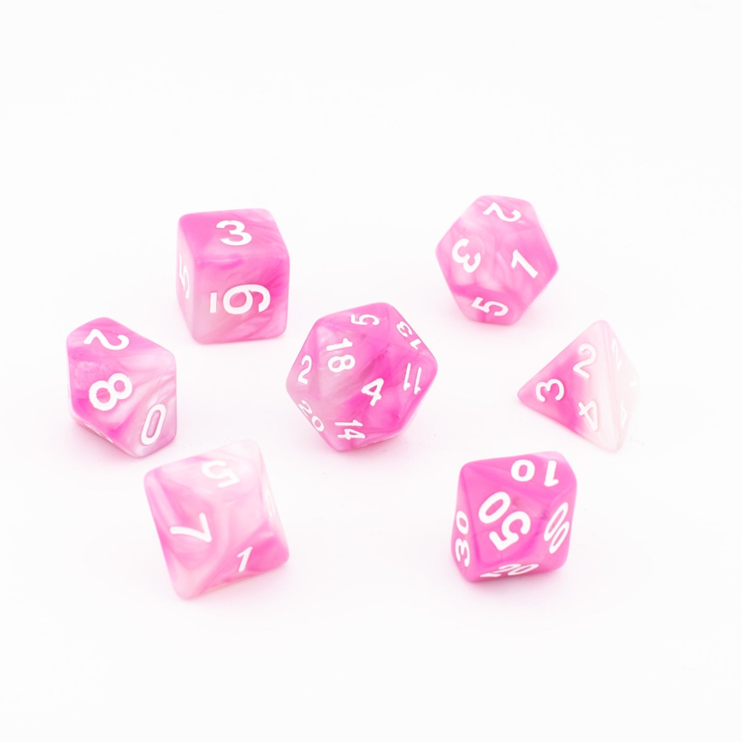 Rose Swirl | Soft Edge Dice | Acrylic | 7 Piece Set