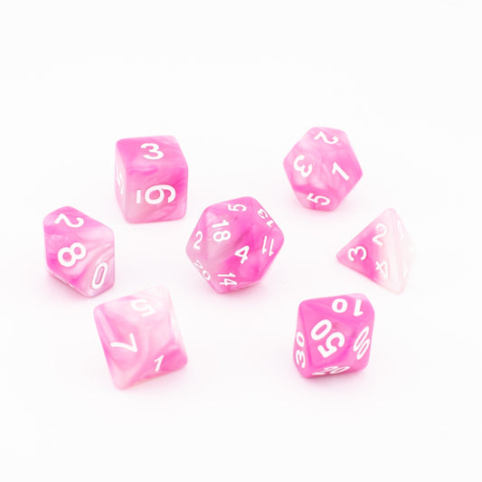 Rose Swirl | Soft Edge Dice | Acrylic | 7 Piece Set