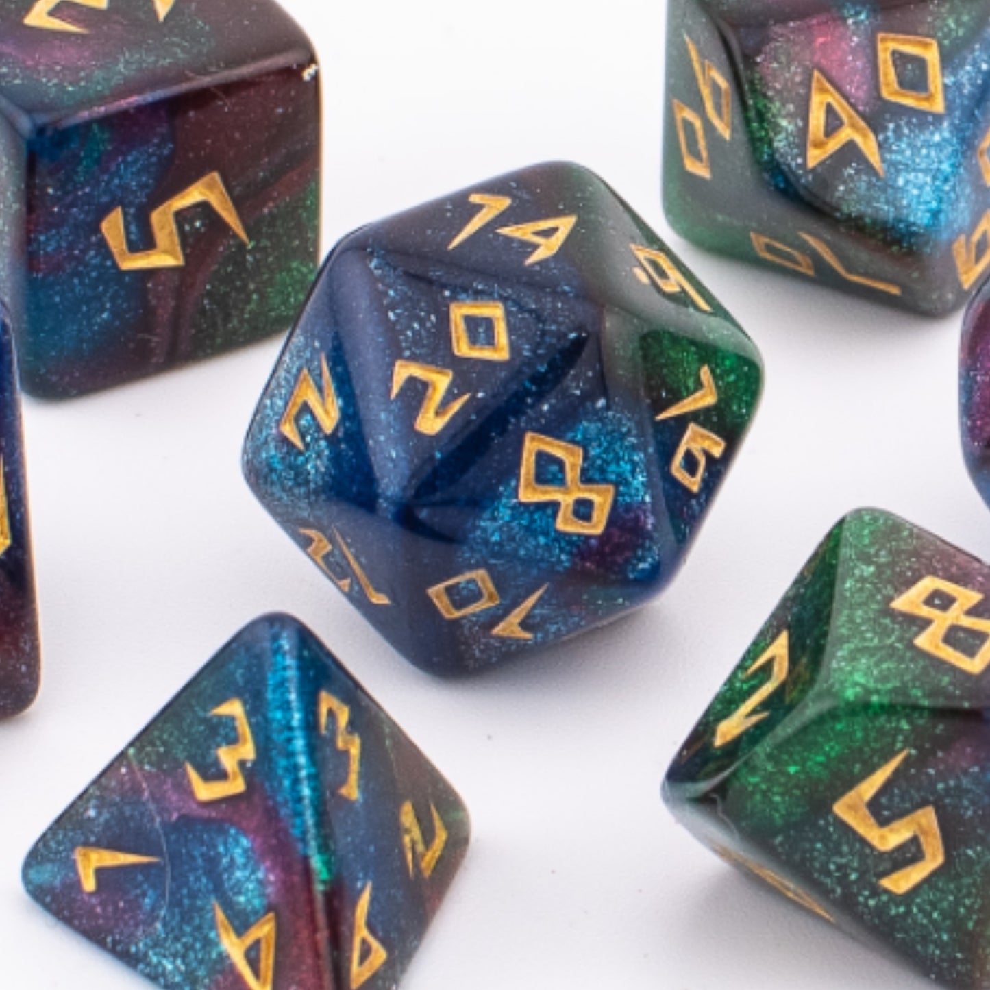 Nebula Wanderer | Galaxy Themed Acrylic Dice | Soft Edge | 7 Piece Set
