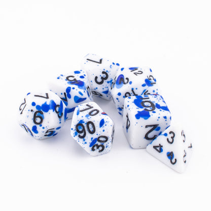 Azure Splatter | Acrylic Dice Set | Soft Edge | 7 Piece