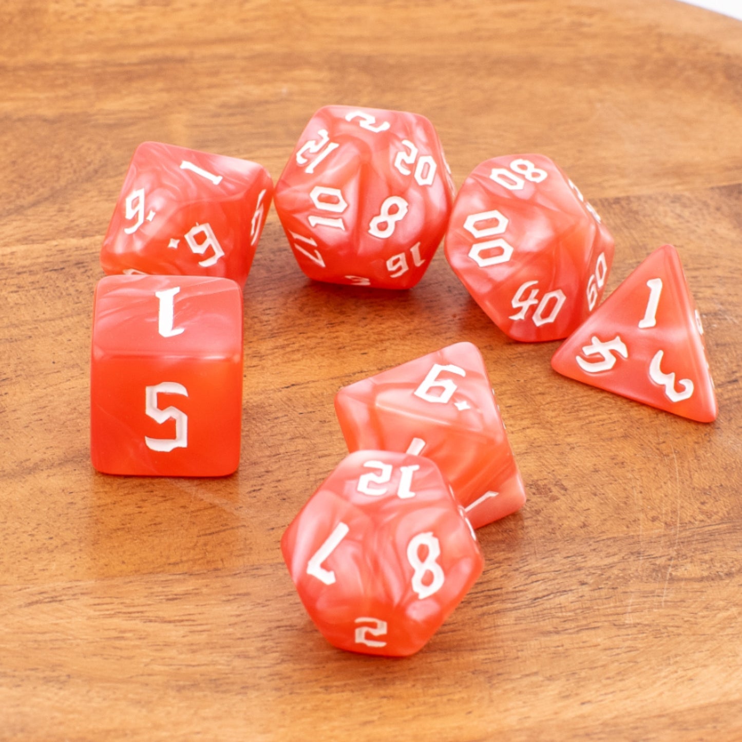 Scarlet Veil | Soft Edge Dice | Acrylic | 7 Piece Set