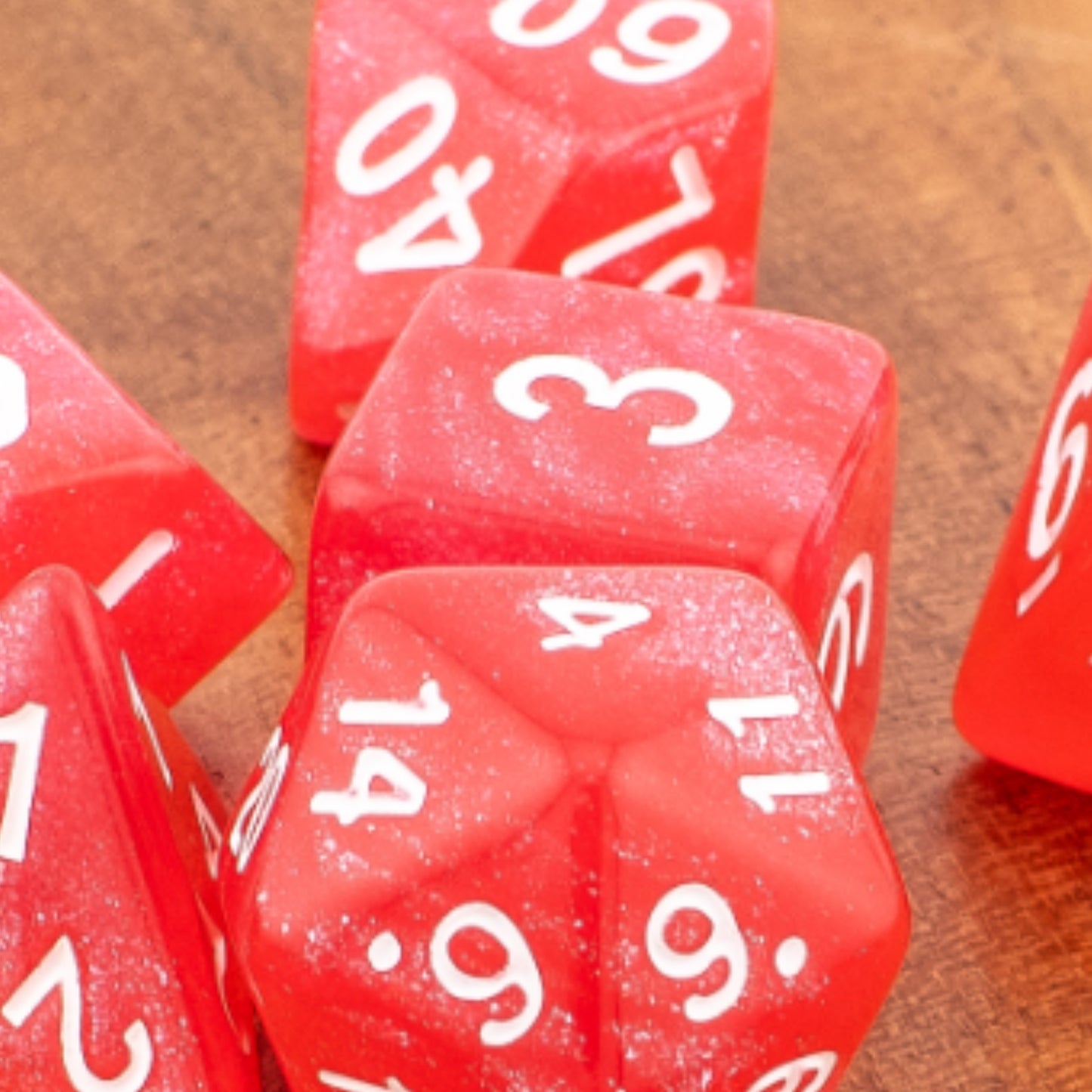 Crimson Stardust | Soft Edge Dice | Acrylic | 7 Piece Set