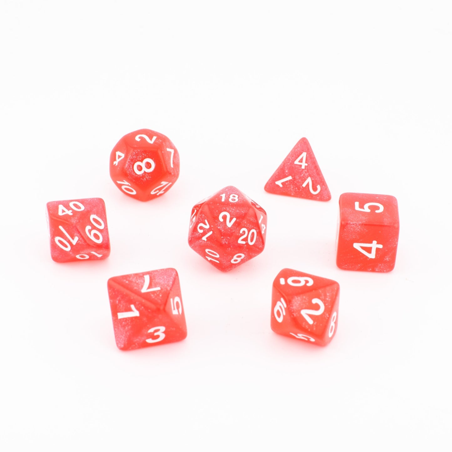 Crimson Stardust | Soft Edge Dice | Acrylic | 7 Piece Set