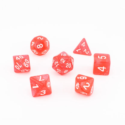 Crimson Stardust | Soft Edge Dice | Acrylic | 7 Piece Set