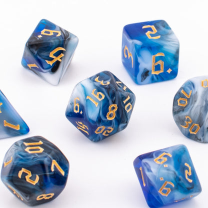 Mystic Ocean Currents | Soft Edge Acrylic Dice | 7 Piece Set