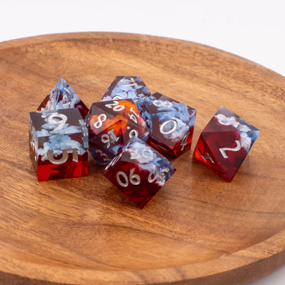 Ember Cloud | Sharp Edge Dice | Resin | 7 Piece Set