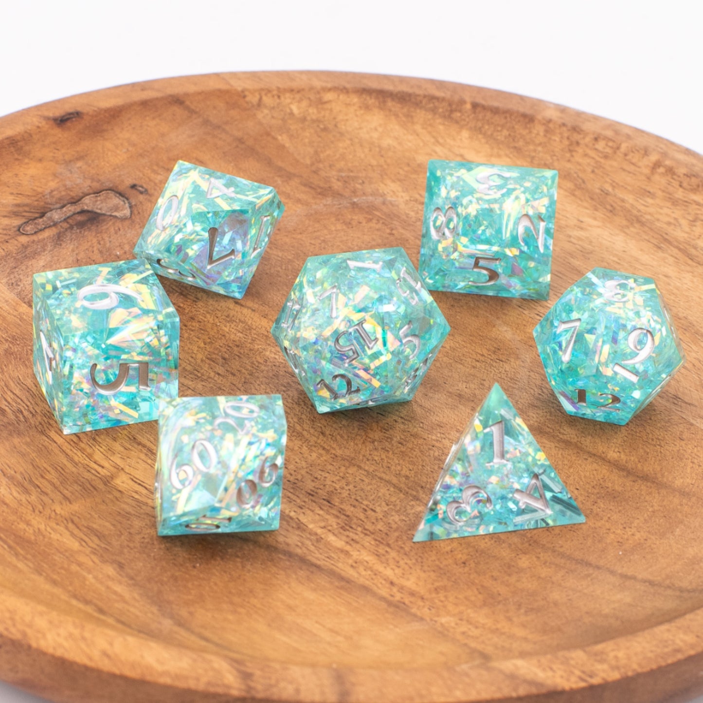 Azure Starlight | Sharp Edge Dice | Resin | 7 Piece Set