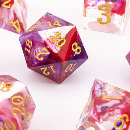 Jester's Gambit | Sharp Edge Resin Dice | 7 Piece Set