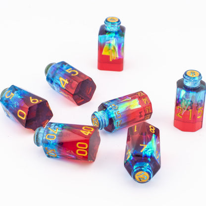 Sorcerer's Elixir | Potion Bottle Resin Dice | Sharp Edge | 7 Piece Set