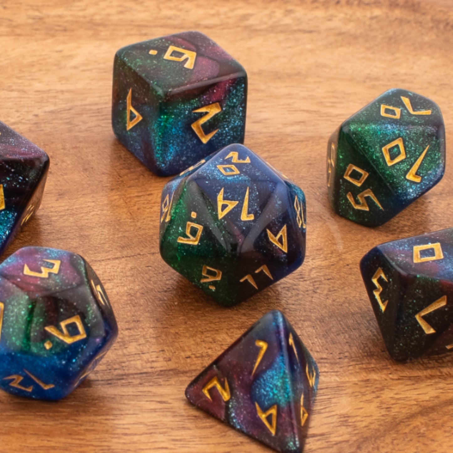 Nebula Wanderer | Galaxy Themed Acrylic Dice | Soft Edge | 7 Piece Set