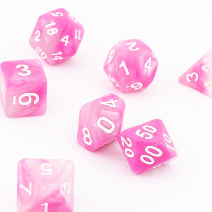 Rose Swirl | Soft Edge Dice | Acrylic | 7 Piece Set