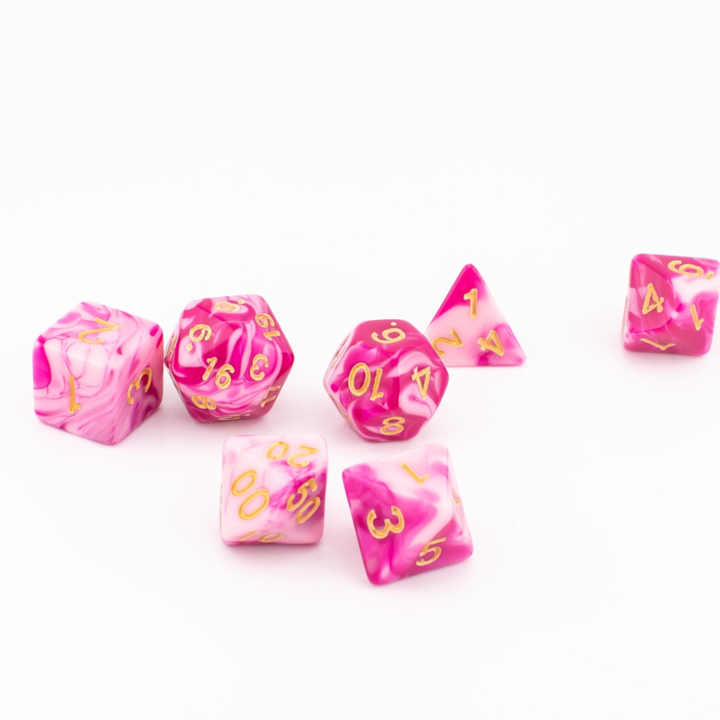 Gilded Rose Mist | Soft Edge Dice | Acrylic | 7 Piece Set