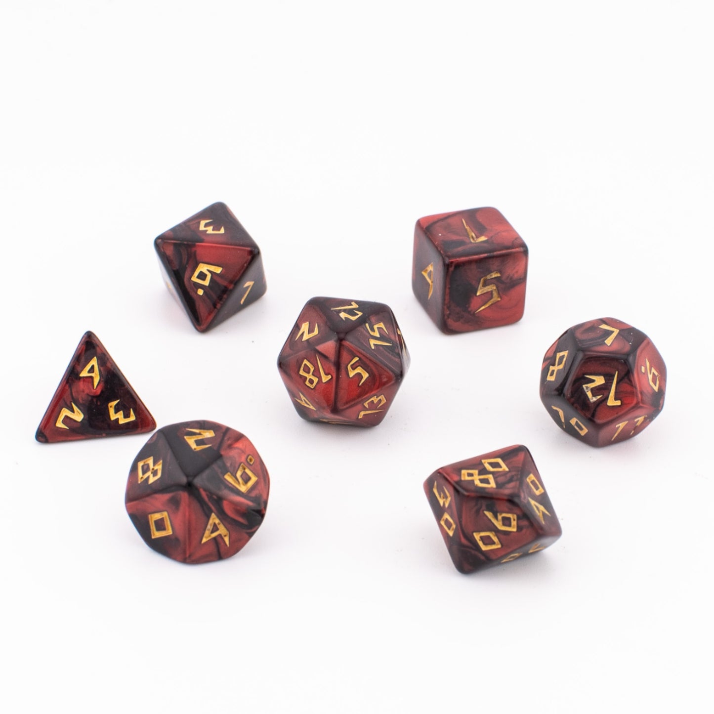 Crimson Abyss | Soft Edge Dice | Acrylic | 7 Piece Set