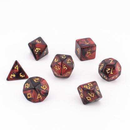 Crimson Abyss | Soft Edge Dice | Acrylic | 7 Piece Set