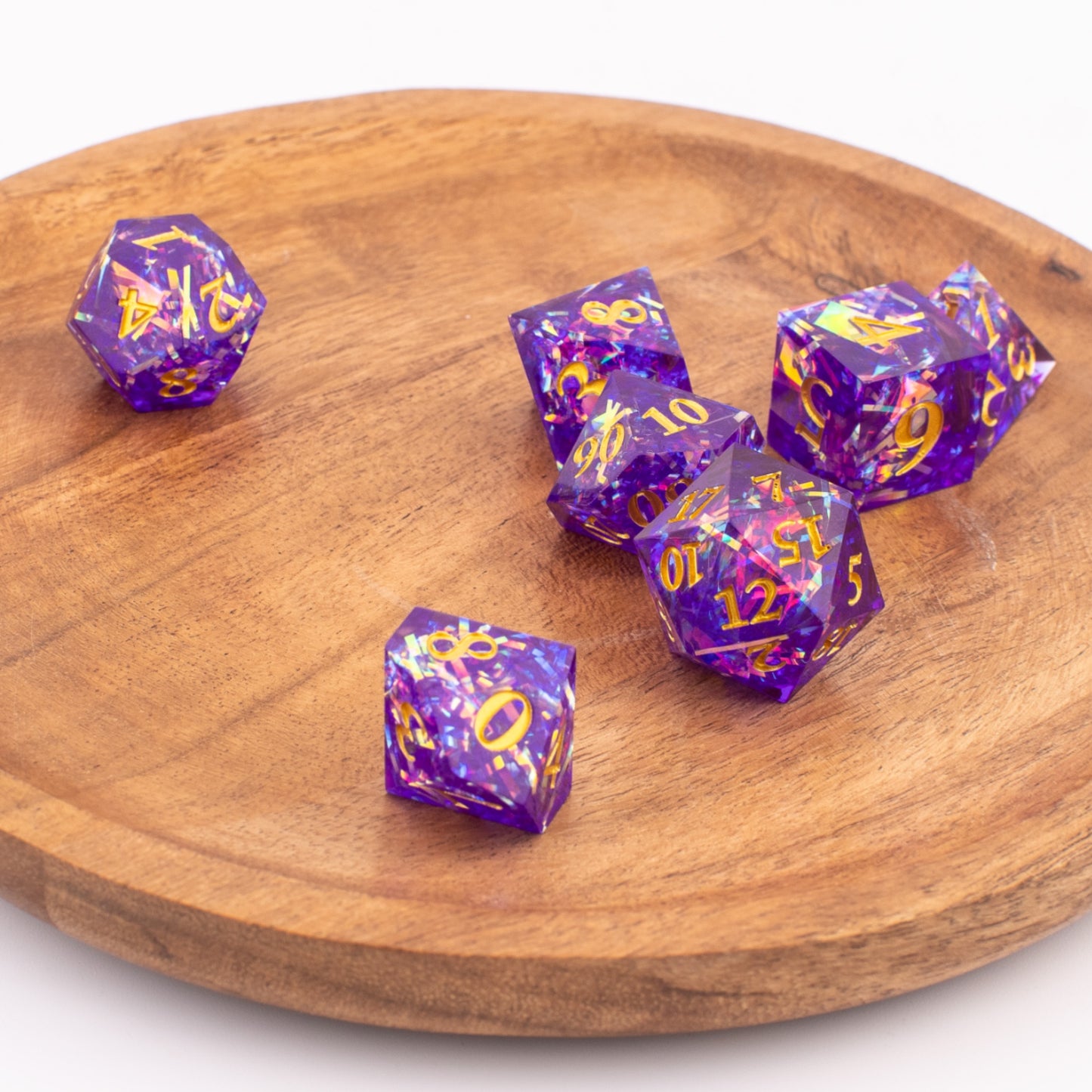 Celestial Amethyst | Sharp Edge Dice | Resin | 7 Piece Set