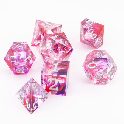 Ethereal Rose Swirl | Sharp Edge Resin Dice | 7 Piece Set