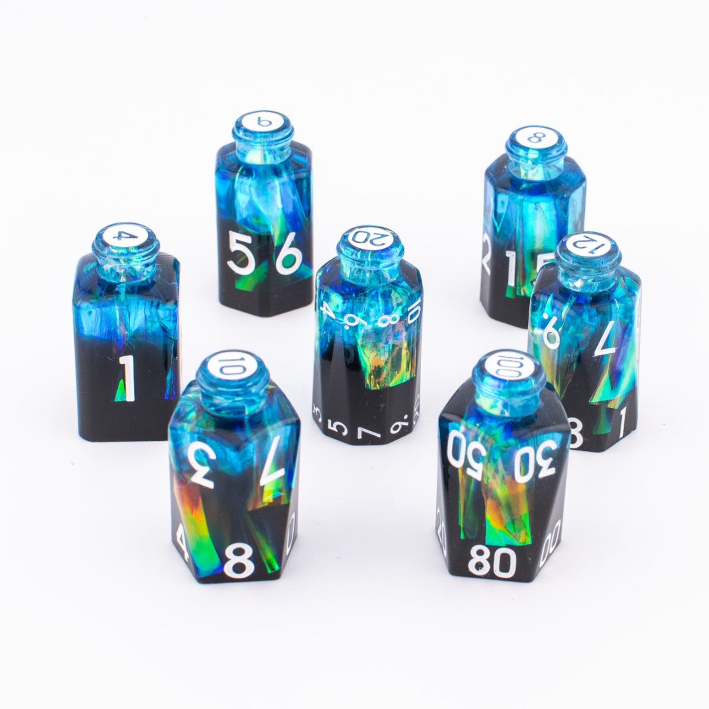 Abyssal Alchemist | Potion Bottle Resin Dice Set | Sharp Edge | 7 Piece Set