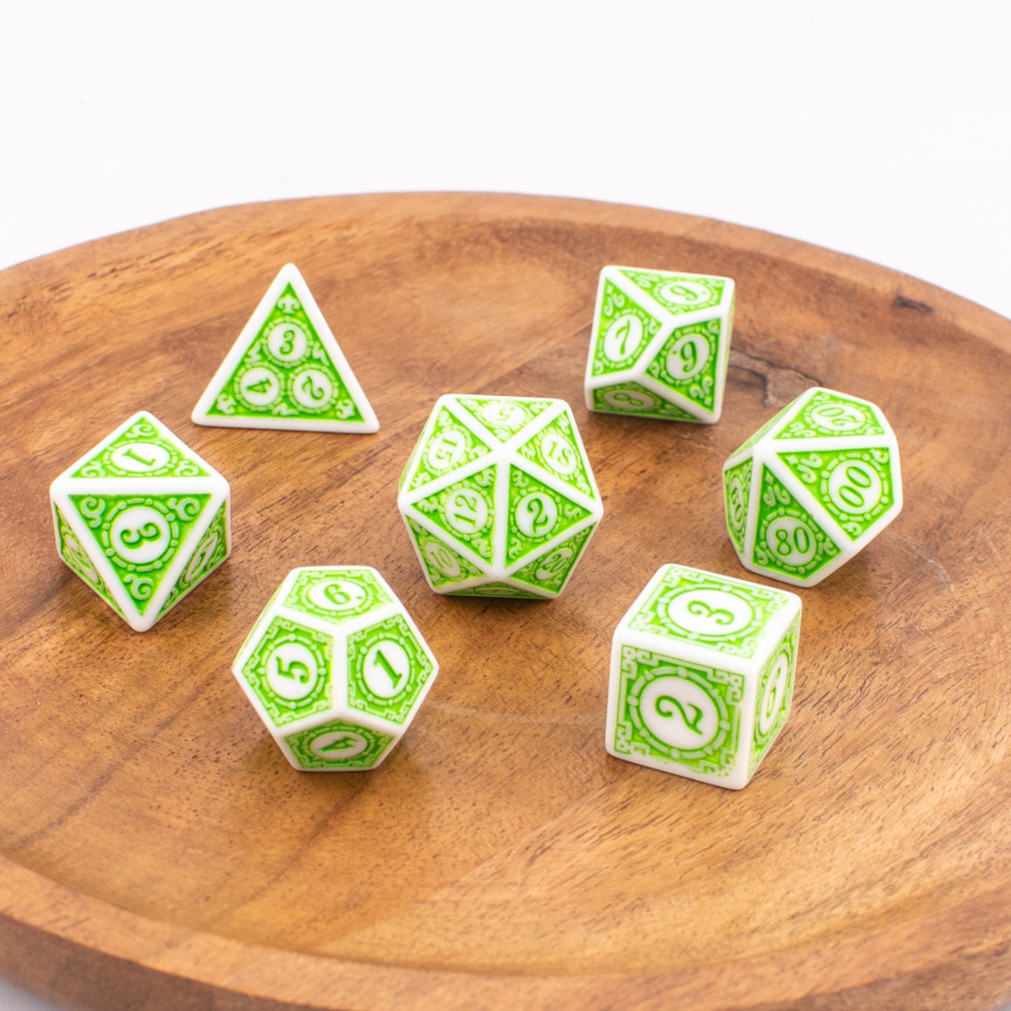 Forest Florals | Round Edge Dice | Acrylic | 7 Piece Set