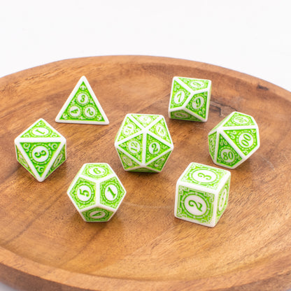 Forest Florals | Round Edge Dice | Acrylic | 7 Piece Set
