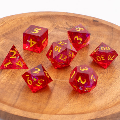 Dragon Heart | Sharp Edge Resin Dice | 7 Piece Set