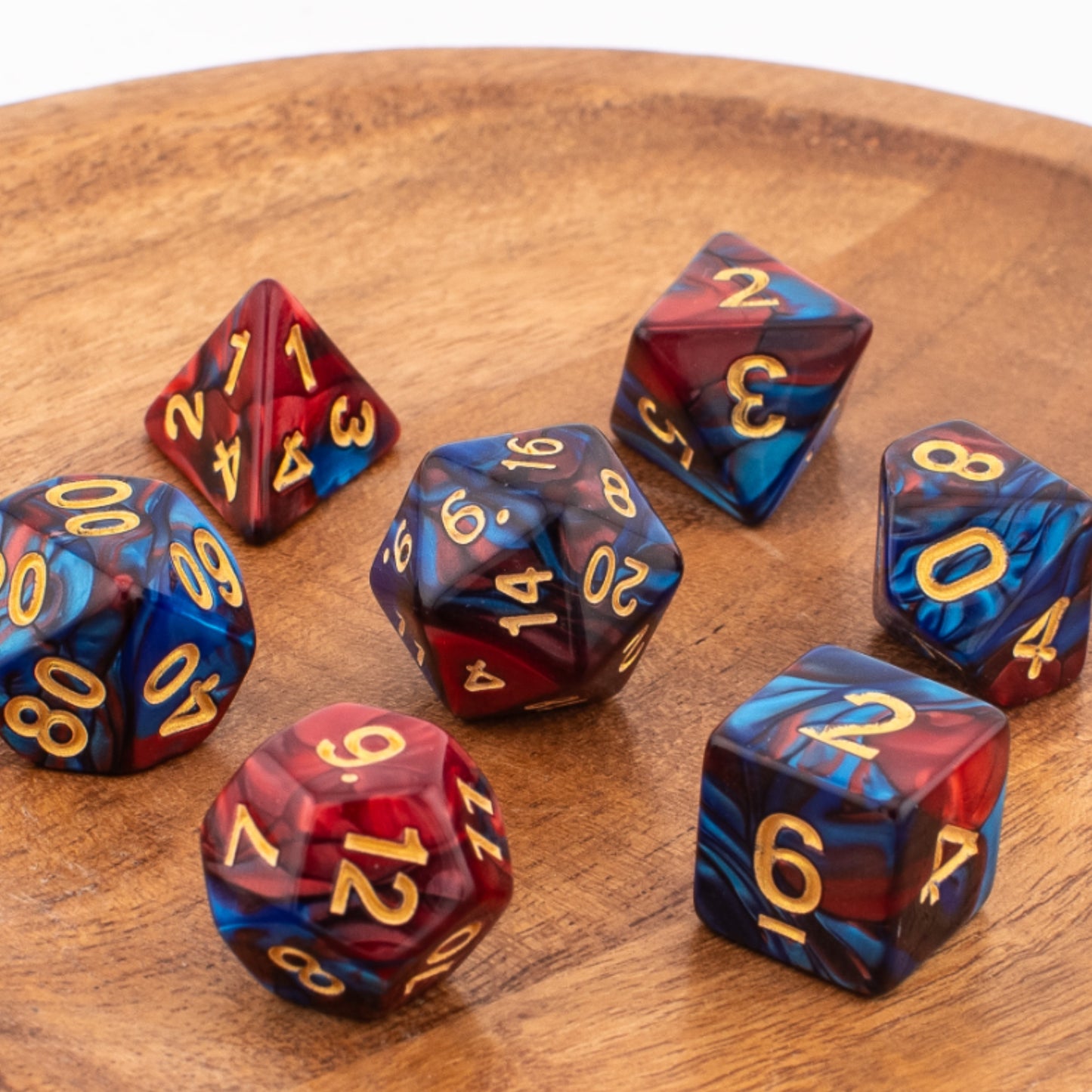 Crimson Cobalt | Soft Edge Dice | Acrylic | 7 Piece Set