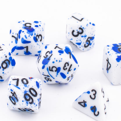 Azure Splatter | Acrylic Dice Set | Soft Edge | 7 Piece