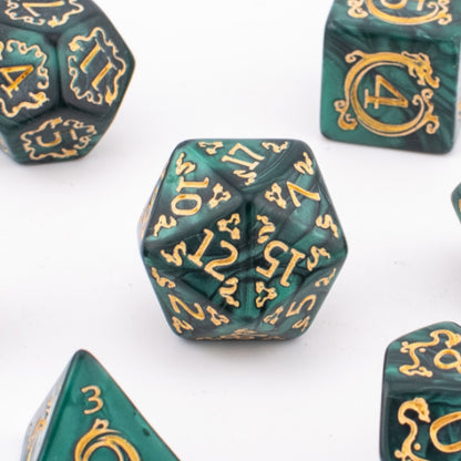 Emerald Alchemy | Soft Edge Acrylic Dice | 7 Piece Set