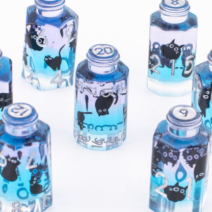 Midnight Meow Potion | Sharp Edge Resin Dice | 7 Piece Set