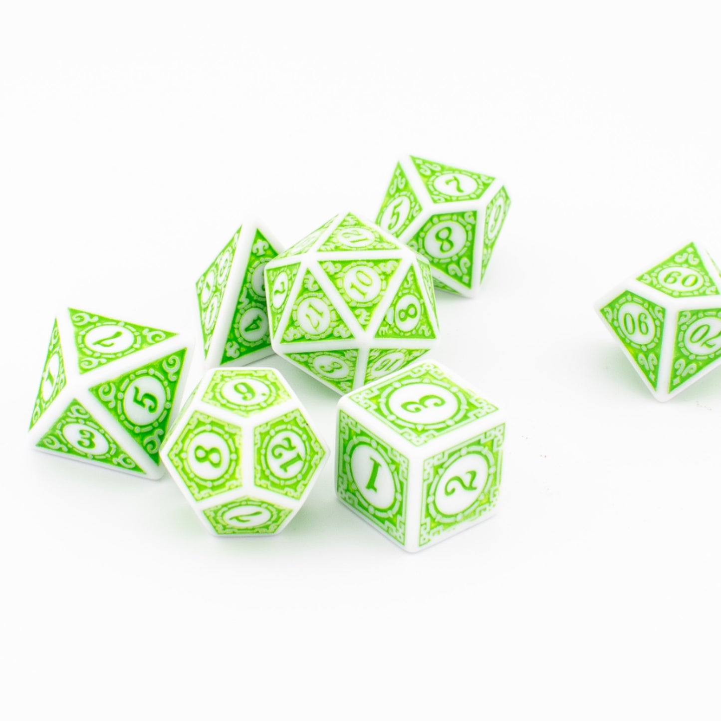 Forest Florals | Round Edge Dice | Acrylic | 7 Piece Set