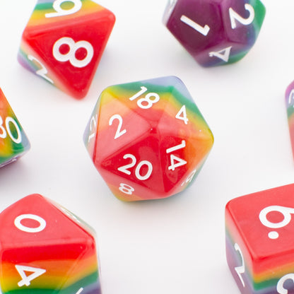 Rainbow Pride | Soft Edge Dice | Acrylic | 7 Piece Set