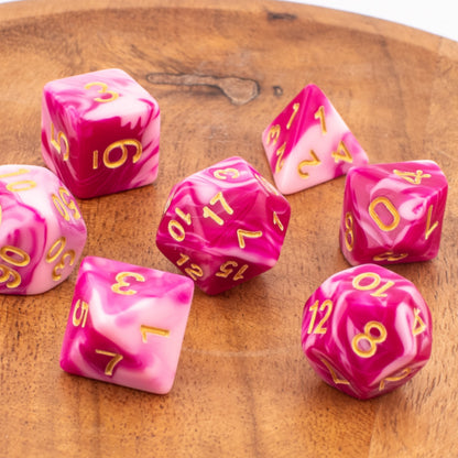Gilded Rose Mist | Soft Edge Dice | Acrylic | 7 Piece Set