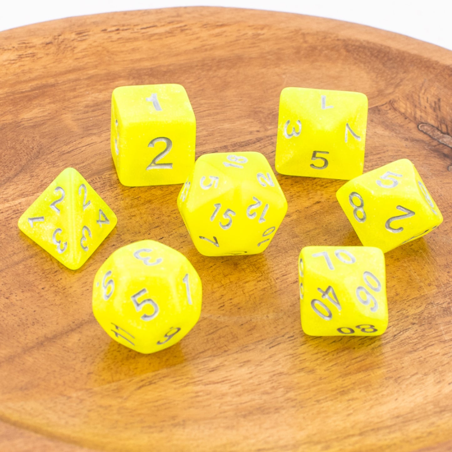 Luminous Citrine | Soft Edge Dice | Acrylic | 7 Piece Set