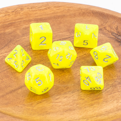 Luminous Citrine | Soft Edge Dice | Acrylic | 7 Piece Set