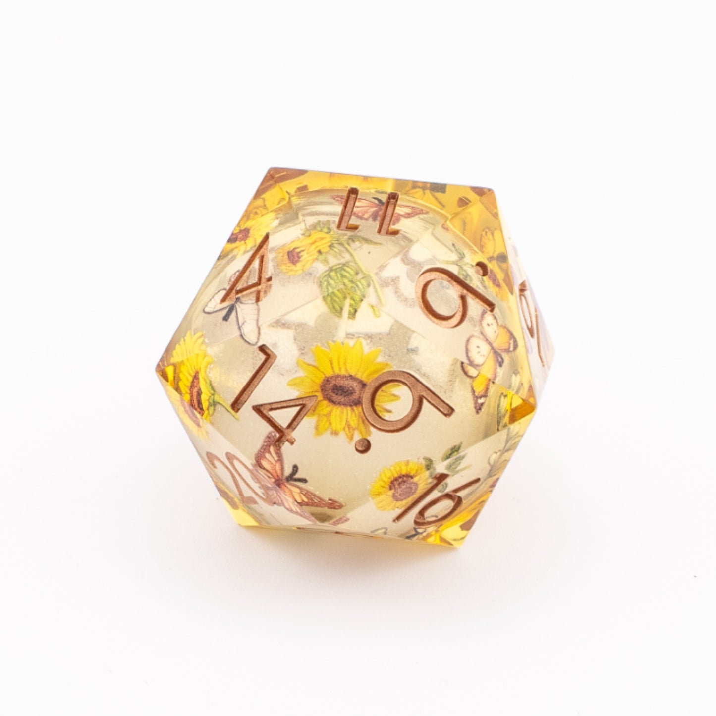 Golden Meadow | Liquid Core Oversized D20 | Resin | Single Die