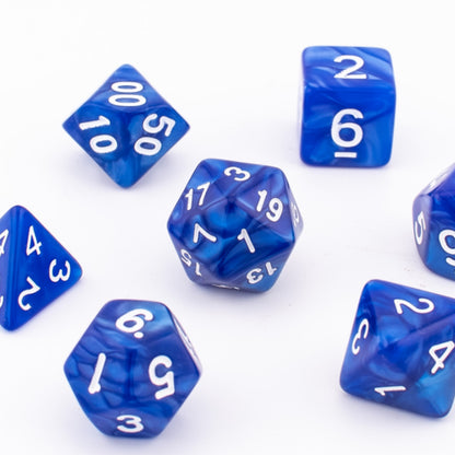 Azure Depths | Soft Edge Acrylic Dice | 7 Piece Set