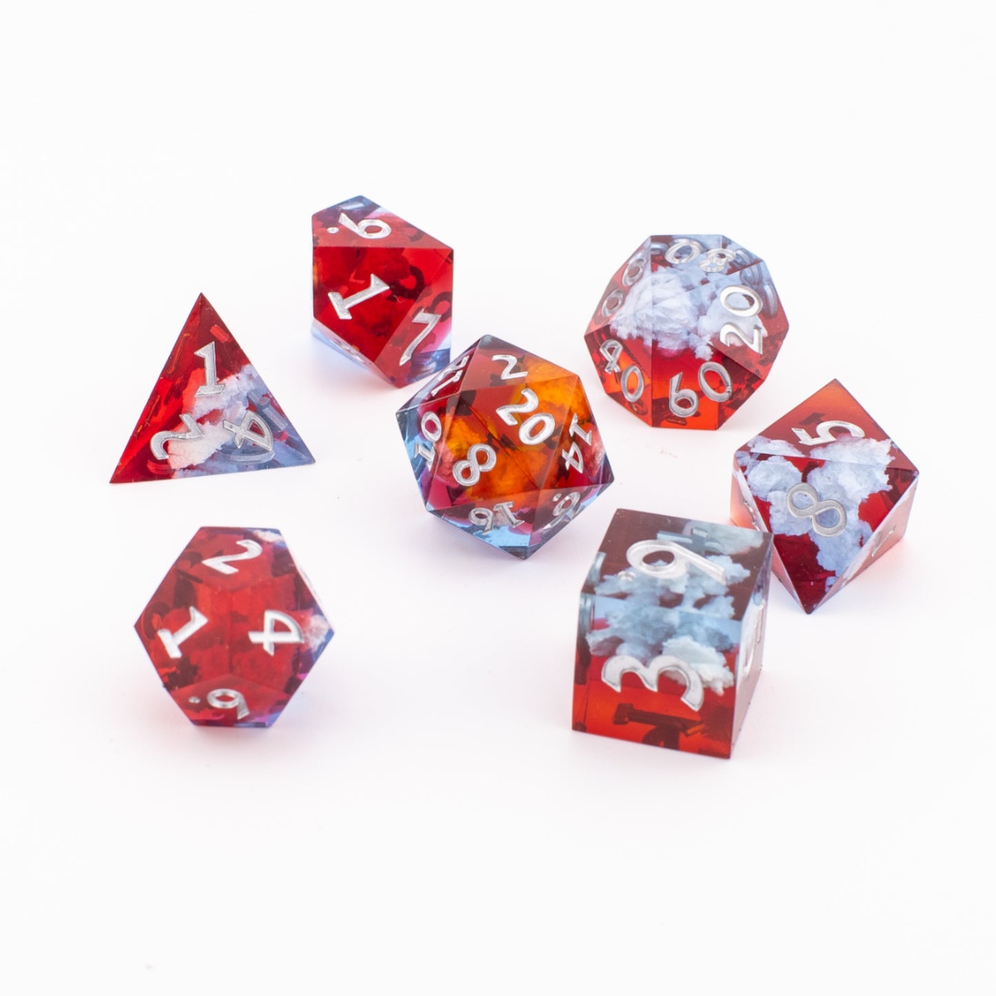 Ember Cloud | Sharp Edge Dice | Resin | 7 Piece Set