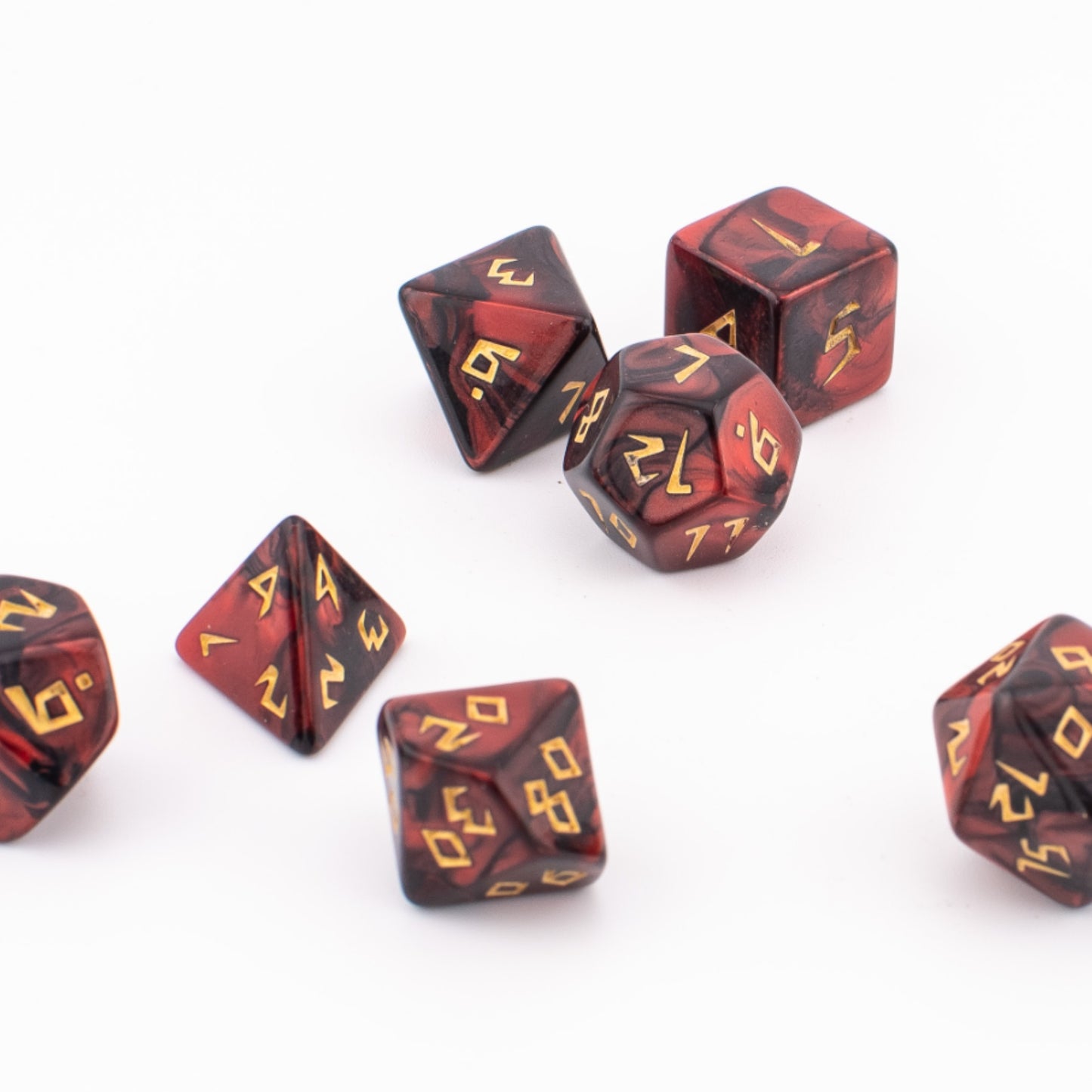 Crimson Abyss | Soft Edge Dice | Acrylic | 7 Piece Set