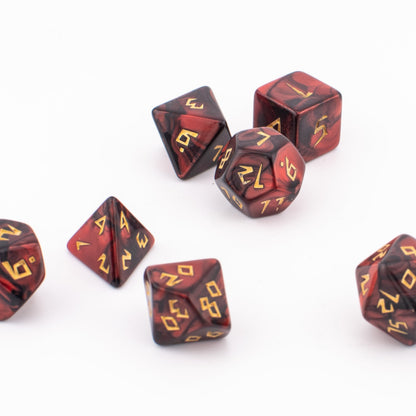 Crimson Abyss | Soft Edge Dice | Acrylic | 7 Piece Set